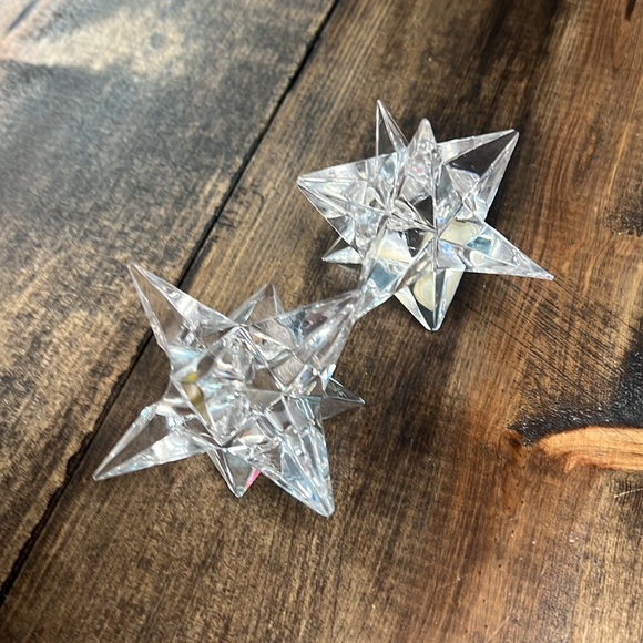 Vintage 9 point star candle stick holder Rosendahl bleikristal set of 2 - Picture 4 of 4